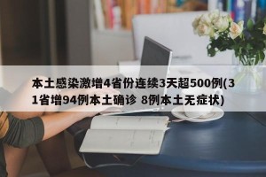 本土感染激增4省份连续3天超500例(31省增94例本土确诊 8例本土无症状)
